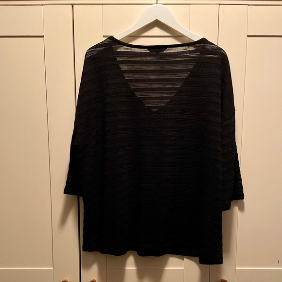 Black NEXT V Neck 3/4 Sleeve Sheer Sweater Size UK 18 - Picture 3 of 3